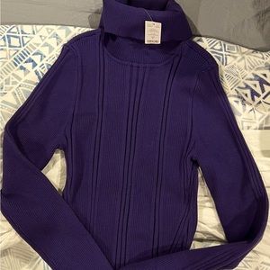 White House Black Market.  Gorgeous purple ribbed turtleneck. New with tags!